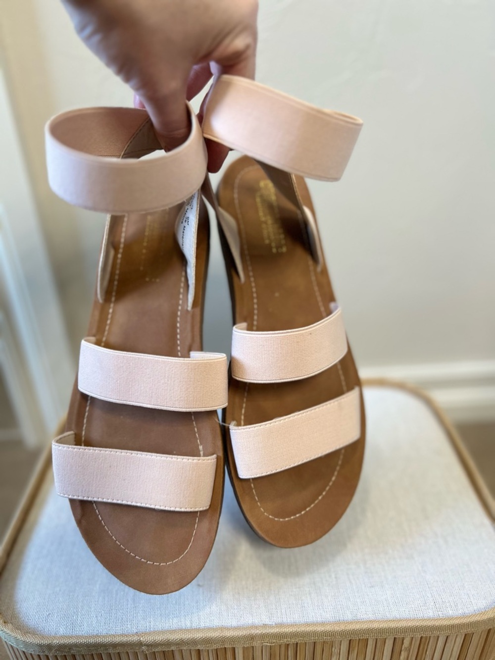 Women's Triple-Strap Ankle Sandals in Blush